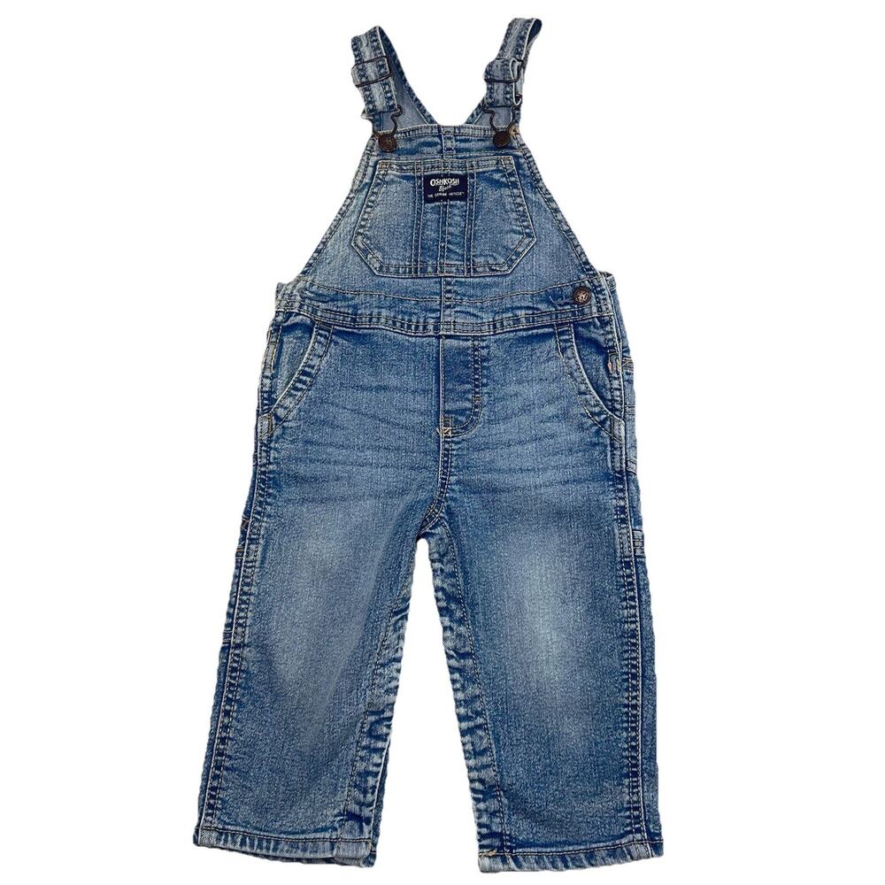 Oshkosh B'Gosh Overalls Boys Girls Size 18M 18 months Blue Vestbak Bib Vintage